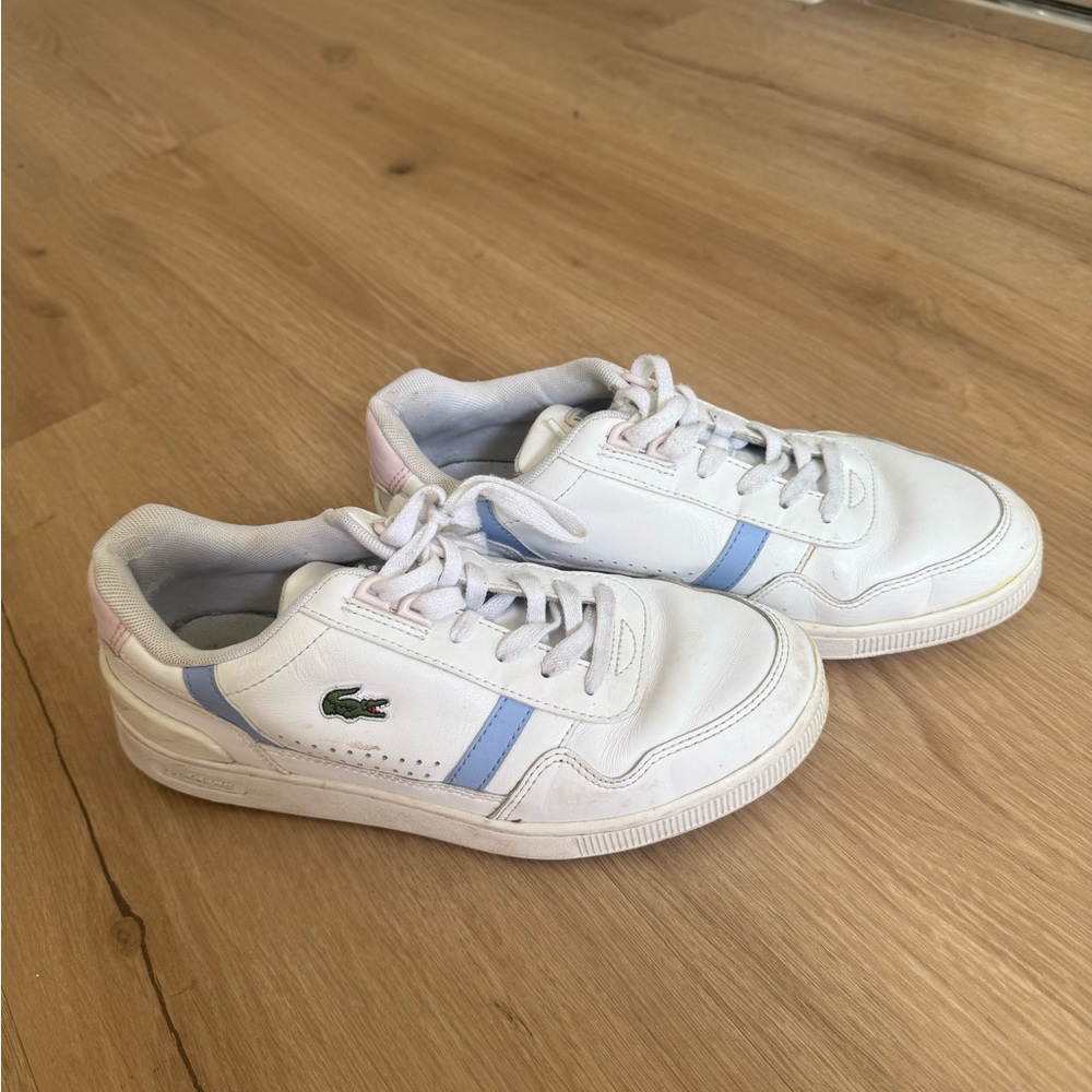 Lacoste Sneakers in White with Blue and Pink Accents
